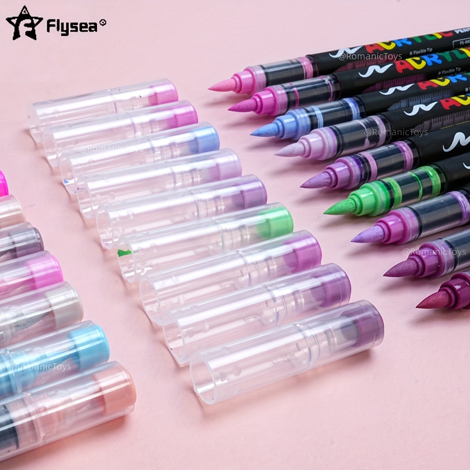 FLYSEA 72-Color Straight Liquid Acrylic Marker Set – High-End Stackable Ink Pens for Office, Crafts & Professional Art Painting