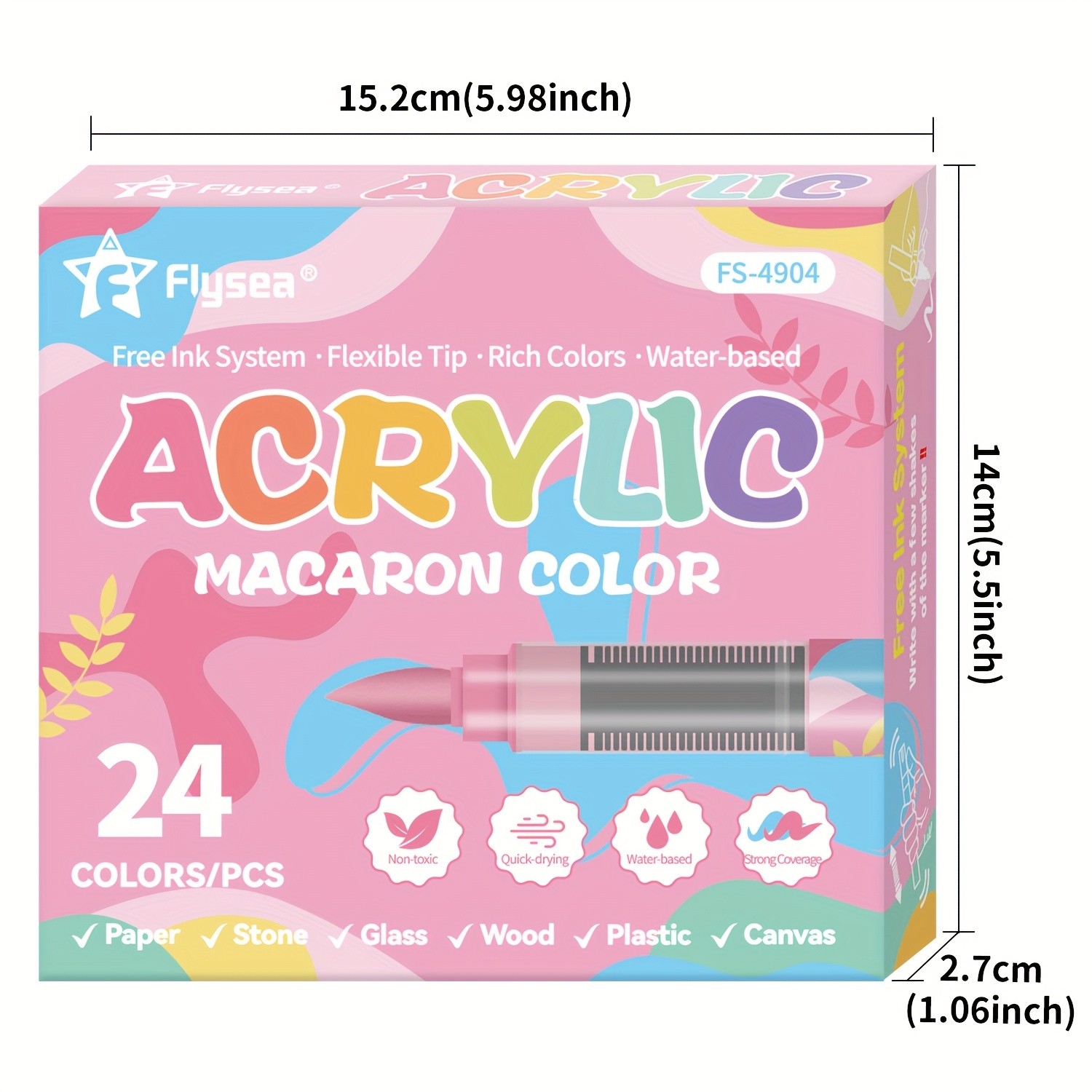 FLYSEA 24/36 Colors Acrylic Marker Set – Vibrant Water-Based Brush Pens for Professional Painting & Creative Projects