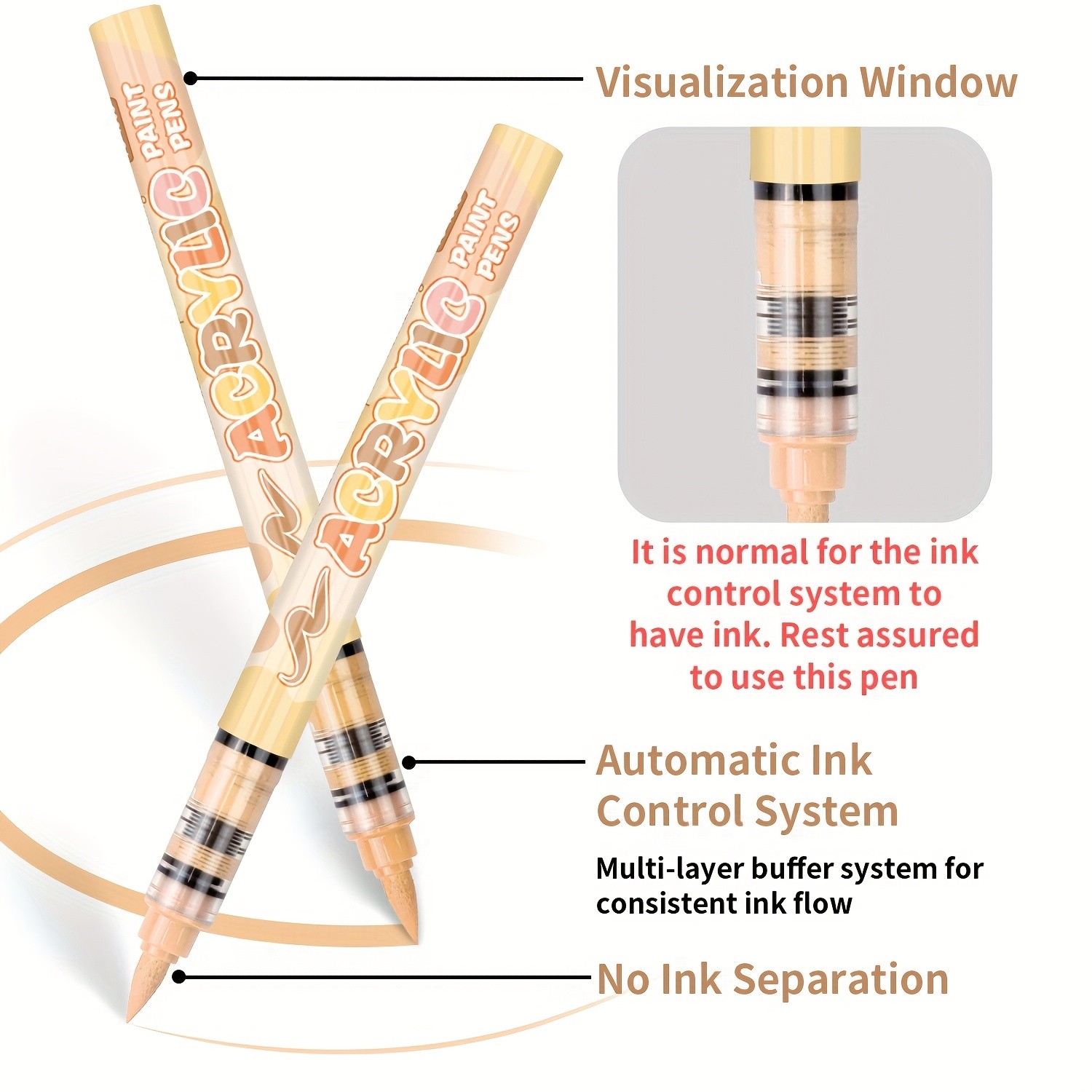 FLYSEA 24/36 Colors Acrylic Marker Set – Vibrant Water-Based Brush Pens for Professional Painting & Creative Projects