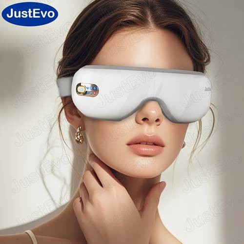 JustEvo Eye Massager – Relaxing Eye Mask with Gentle Music, Warm Therapy & Wireless Comfort