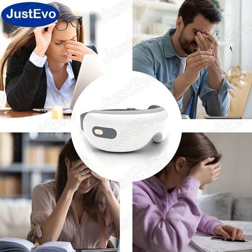 JustEvo Eye Massager – Relaxing Eye Mask with Gentle Music, Warm Therapy & Wireless Comfort