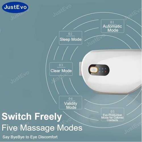 JustEvo Eye Massager – Relaxing Eye Mask with Gentle Music, Warm Therapy & Wireless Comfort