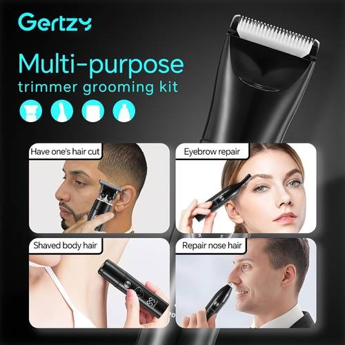 GERTZY Men’s Electric Body Trimmer Set – Full Grooming Kit with Ceramic Blades, Nose Trimmer, Hair Clipper & USB Charging