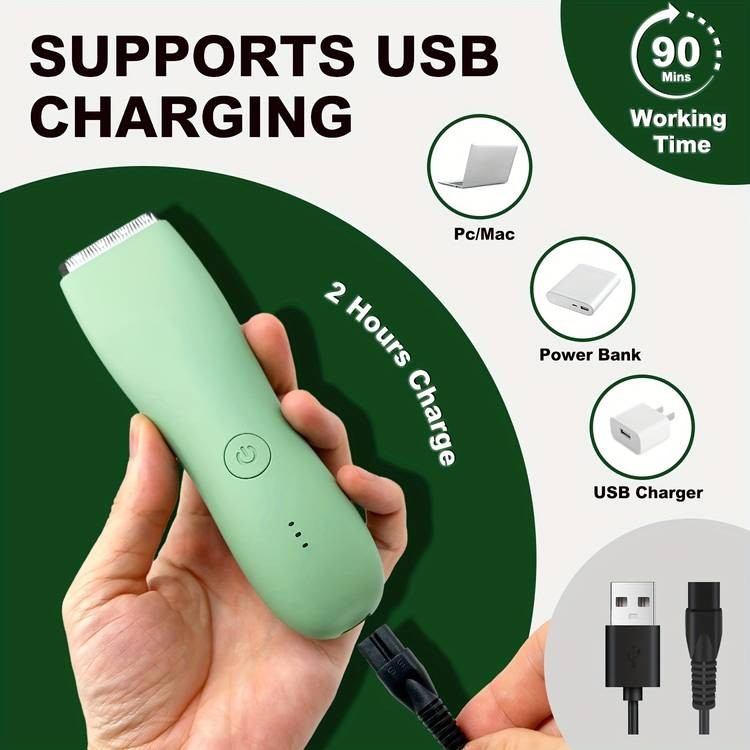 YAFULL Professional Body Hair Trimmer – IPX6 Wet/Dry Grooming, Ceramic Blade & Rechargeable Lithium Battery