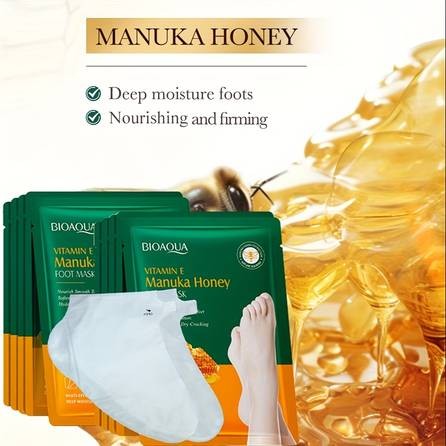 10 Pairs Vitamin E & Manuka Honey Foot Masks – Deep Moisturising & Nourishing Treatment for Dry, Cracked Feet