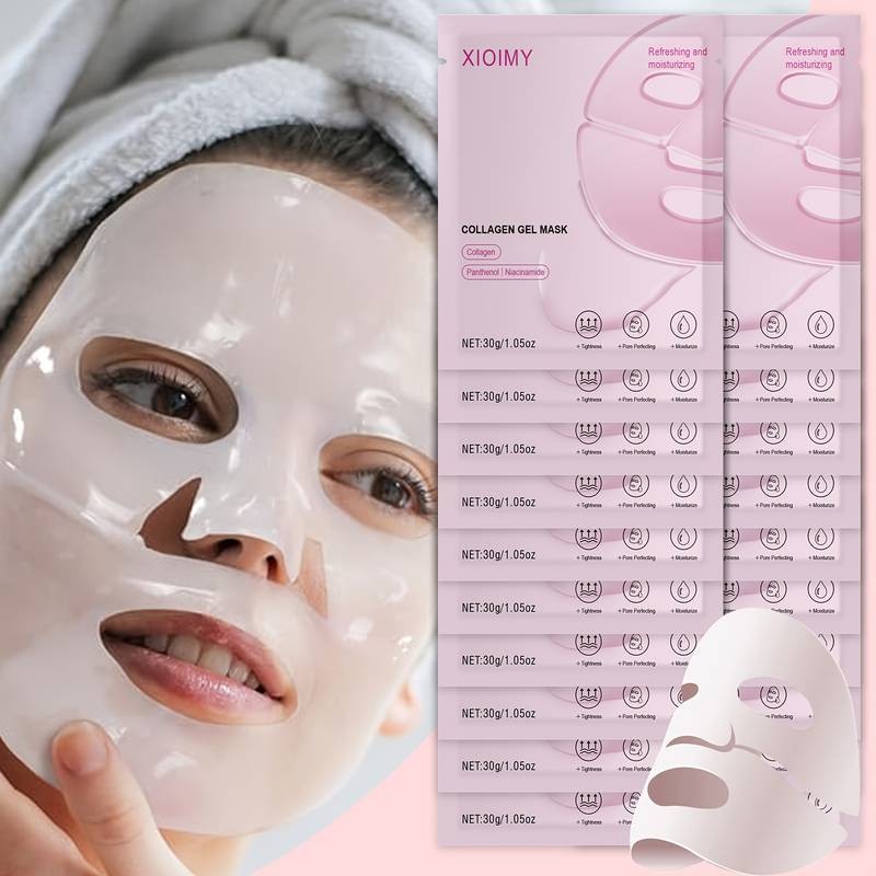 XIOIMY 20pcs Collagen & Niacinamide Moisturising Face Mask – Radiance-Boosting Sheet Masks for All Skin Types