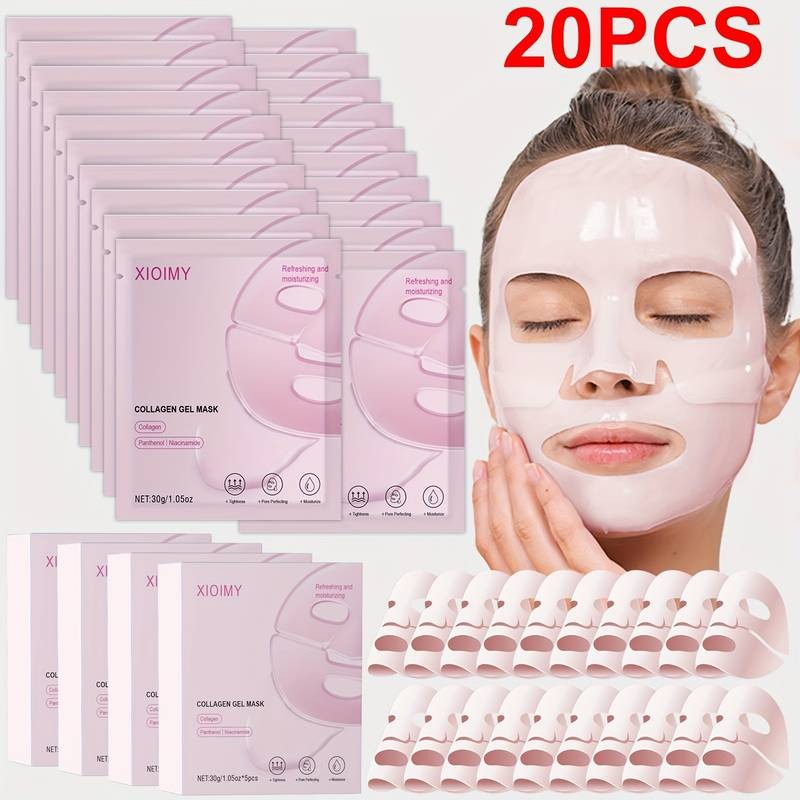 XIOIMY 20pcs Collagen & Niacinamide Moisturising Face Mask – Radiance-Boosting Sheet Masks for All Skin Types