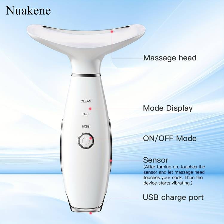 NUAKENE 7-in-1 Facial Beauty Device – Vibrating & Heating Skin Massager for Neck & Face Rejuvenation