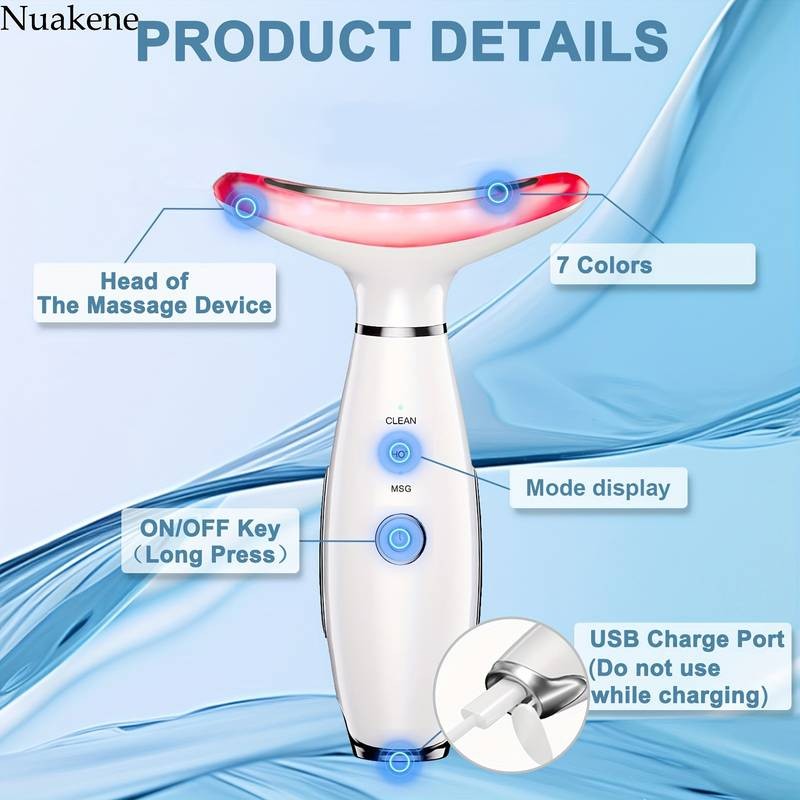 NUAKENE 7-in-1 Facial Beauty Device – Vibrating & Heating Skin Massager for Neck & Face Rejuvenation