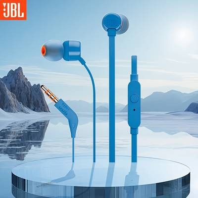 JBL T110 Wired Headphones – Lightweight In-Ear Earphones with Clear Sound, Push-Button Control & Tangle-Free Cable