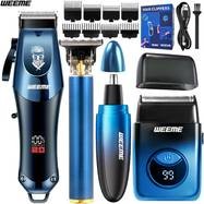 WEEME 4-Piece Men’s Electric Hairdresser Set – Complete Grooming Kit for Haircuts, Shaving, Sculpting & Nose/Eyebrow Trimming