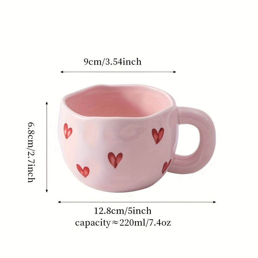YUMIPLUS Romantic Ceramic Coffee Mug 9.5oz – Heart Pattern Love-Inspired Cup for Couples & Everyday Use