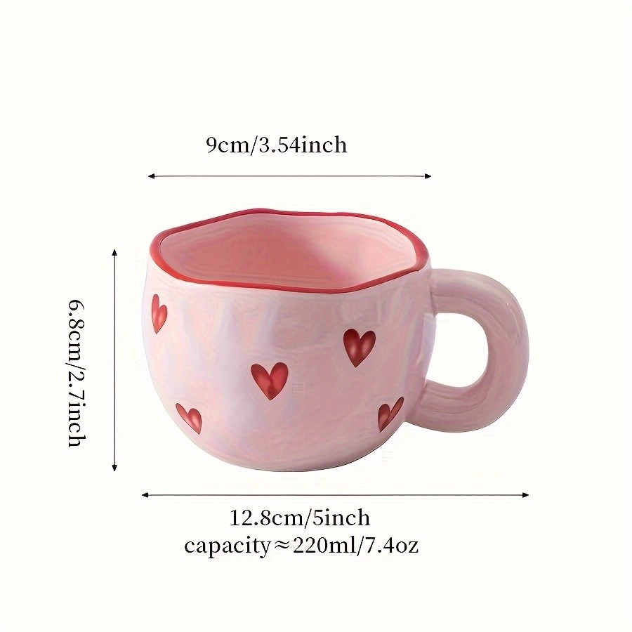 YUMIPLUS Romantic Ceramic Coffee Mug 9.5oz – Heart Pattern Love-Inspired Cup for Couples & Everyday Use