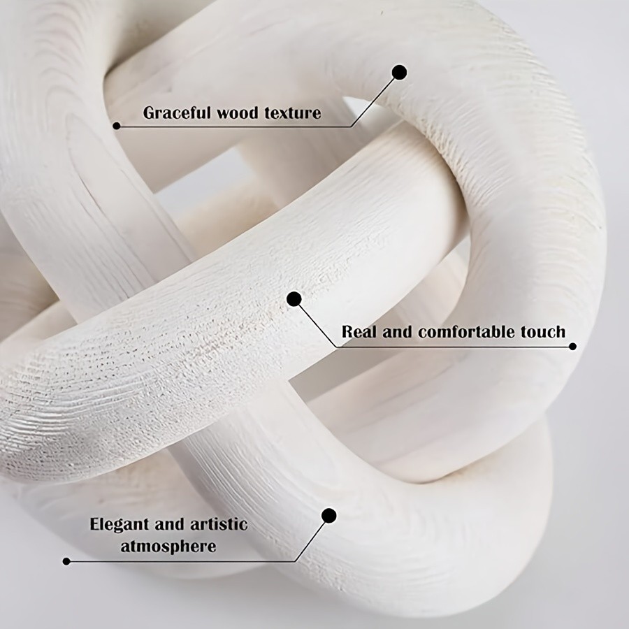 YUMIPLUS Hand-Carved Wooden Chain Sculpture – Modern Farmhouse & Boho Rustic Decor for Indoor & Outdoor Spaces