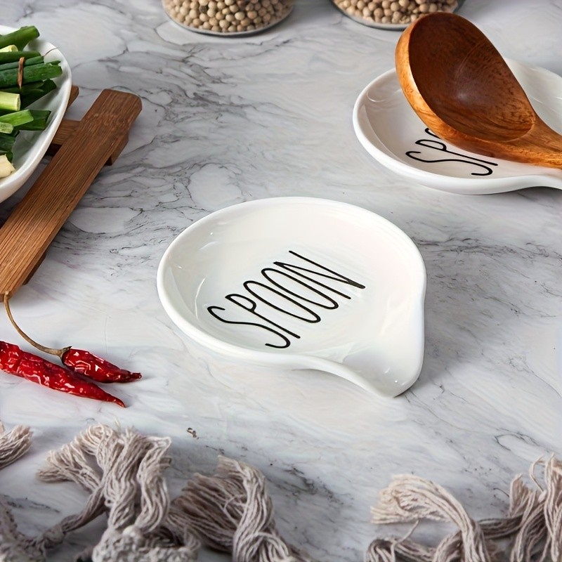 YUMIPLUS Ceramic Spoon Rest – 10.92cm Round Minimalist Spoon Holder for Kitchen, Home & Outdoor Use