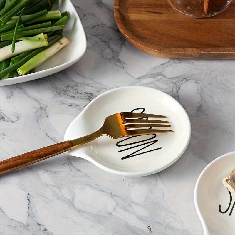 YUMIPLUS Ceramic Spoon Rest – 10.92cm Round Minimalist Spoon Holder for Kitchen, Home & Outdoor Use