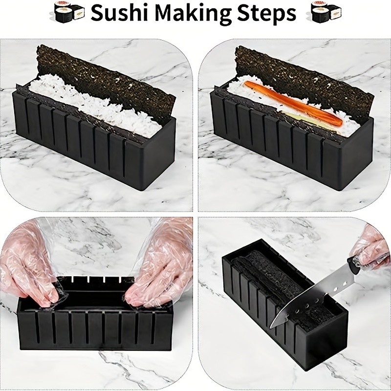 YUMIPLUS 10pcs Sushi Making Kit – Premium Sushi Maker Set with Rice Roll Molds, Spreader & Chopsticks for Easy Homemade Sushi