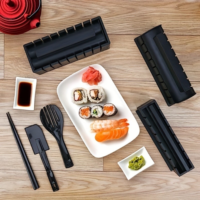 YUMIPLUS 10pcs Sushi Making Kit – Premium Sushi Maker Set with Rice Roll Molds, Spreader & Chopsticks for Easy Homemade Sushi