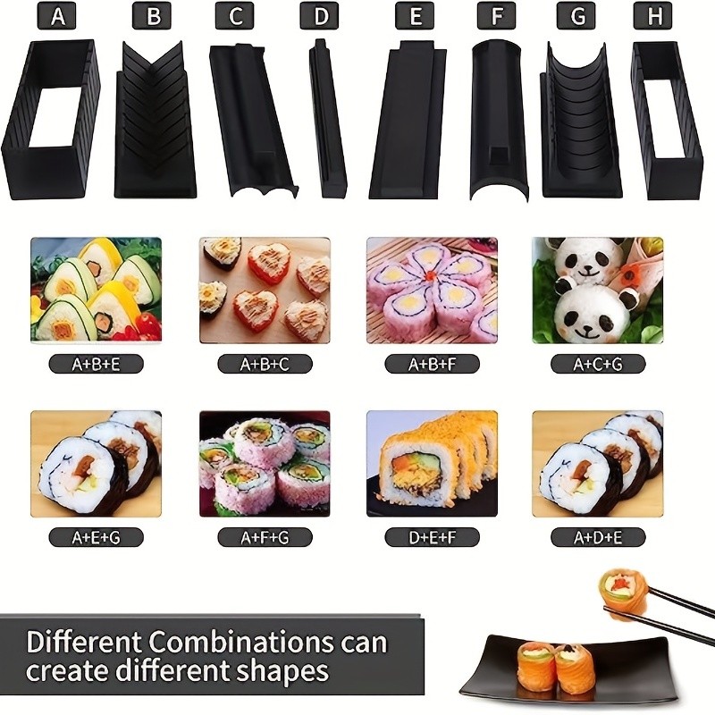 YUMIPLUS 10pcs Sushi Making Kit – Premium Sushi Maker Set with Rice Roll Molds, Spreader & Chopsticks for Easy Homemade Sushi