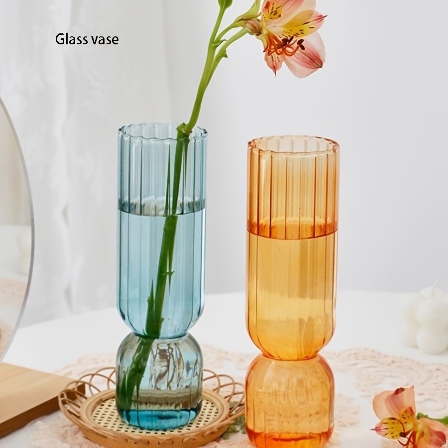 YUMIPLUS Streak Glass Hydroponic Vase – Decorative Flower & Plant Pot for Home, Windows, Parties & Events