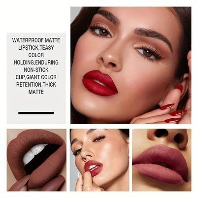 VERONNI 12 Set of Lip Glaze Lipstick – Non-Fading Matte Colour for Every Mood