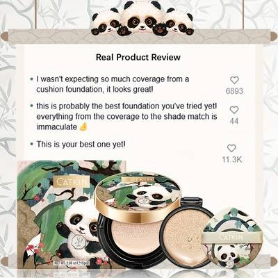 CATKIN Panda Land Foundation – Full-Coverage Cushion Glow for All-Day Wear (Christmas Gift)  Perfect for: Everyday