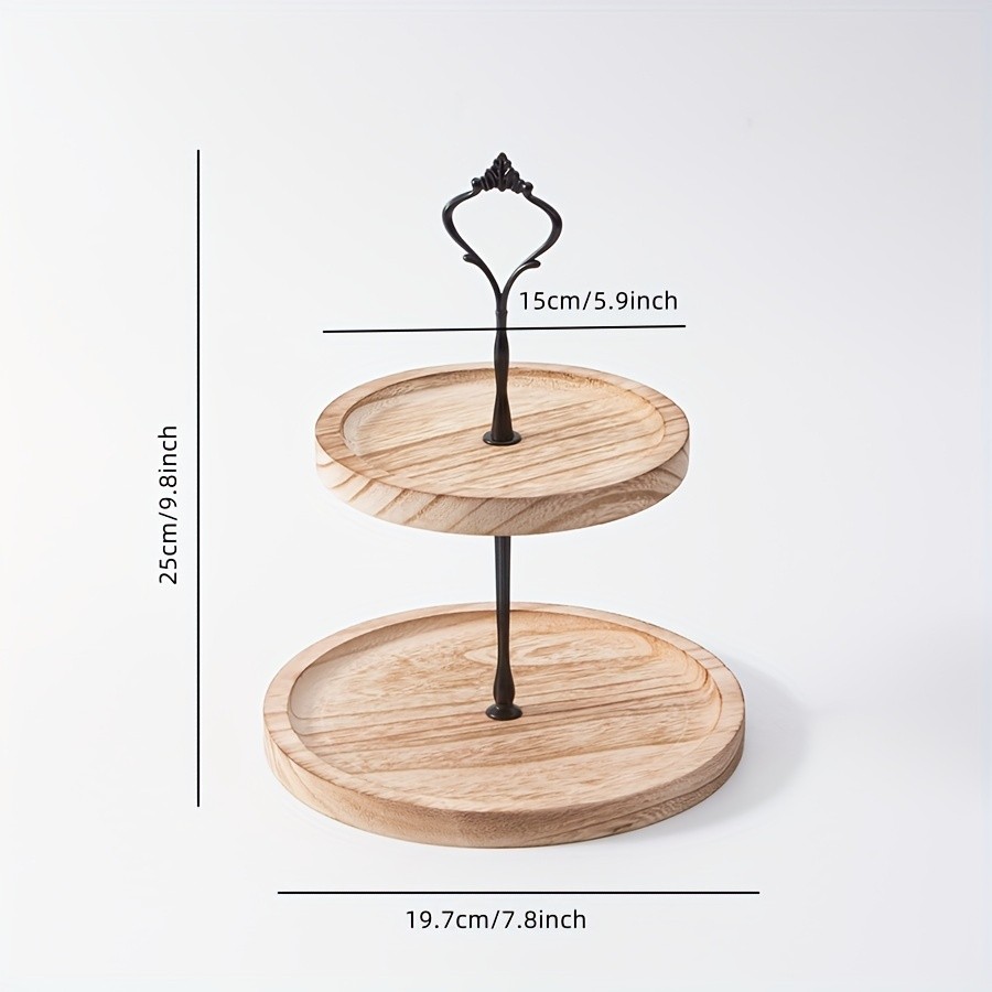YUMIPLUS Rustic 2-Tier Wooden Cake Stand – Farmhouse Cupcake Display with Iron Accents for Weddings, Birthdays & Parties