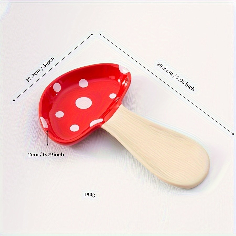 YUMIPLUS Ceramic Mushroom Spoon Rest – High-Temperature Resistant, Cute & Exquisite Spoon Plate for Kitchen or Housewarming Gifts