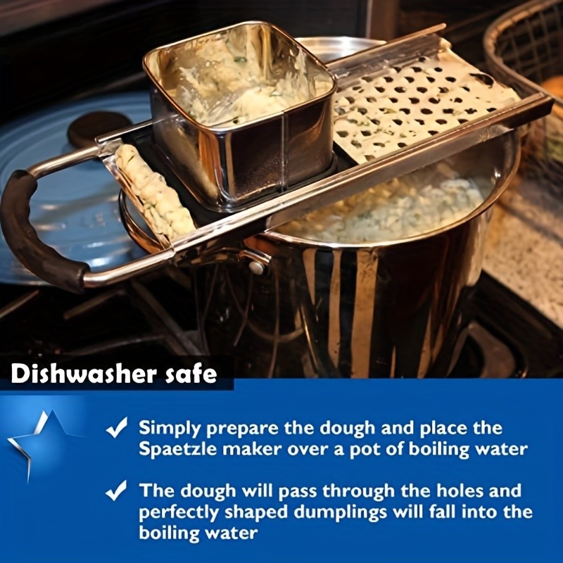 YUMIPLUS Premium Stainless Steel Spaetzle Maker – Traditional German Egg Noodle Tool with Comfort Grip Handle