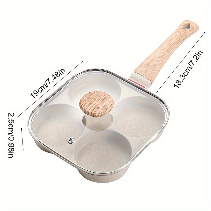 YUMIPLUS 4-Cup Non-Stick Maifan Stone Egg Frying Pan with Lid – Aluminum Breakfast Pan for Eggs, Pancakes & Tortillas