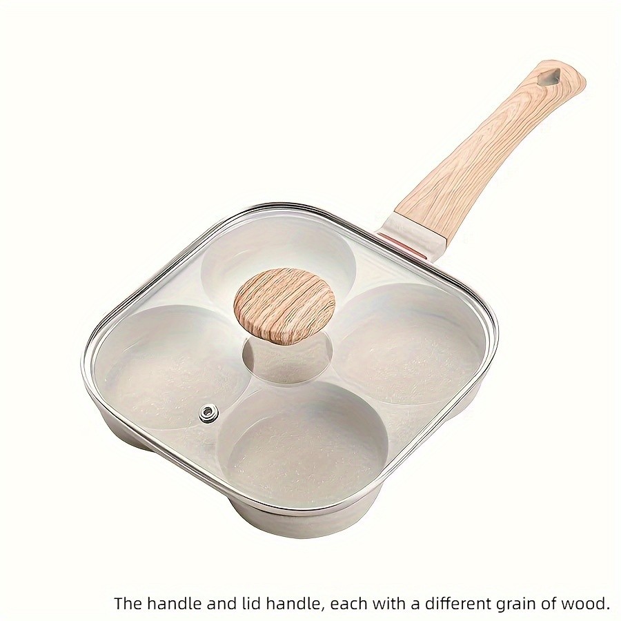 YUMIPLUS 4-Cup Non-Stick Maifan Stone Egg Frying Pan with Lid – Aluminum Breakfast Pan for Eggs, Pancakes & Tortillas