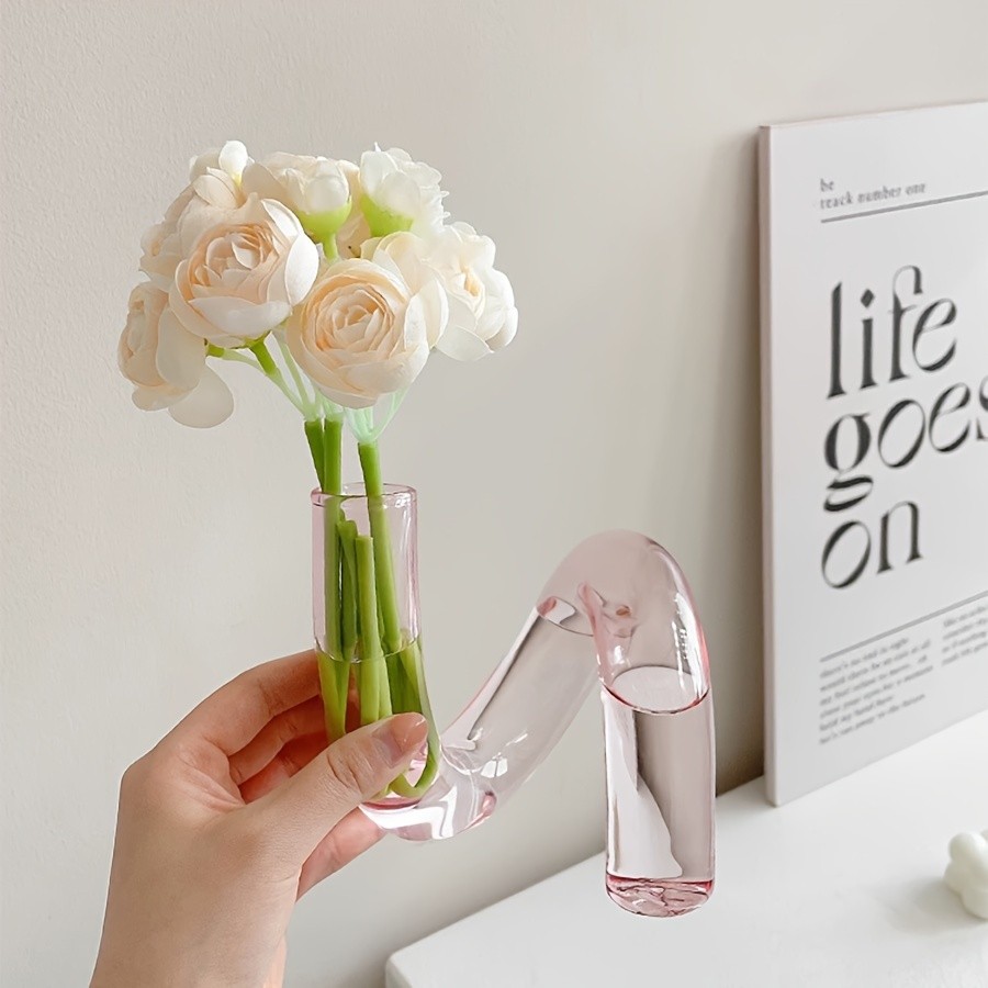 YUMIPLUS Modern Creative Irregular Shaped Glass Vase – Transparent Nordic Pedestal Centerpiece for Dining & Living Room Décor