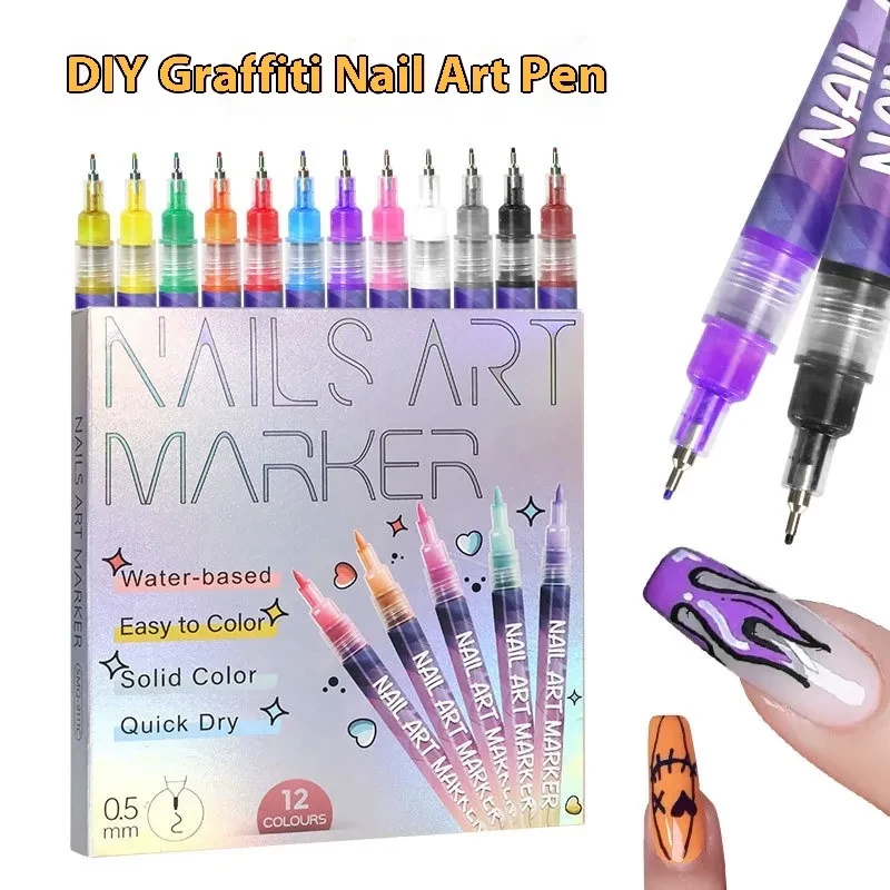 12 Colors Nail Art Pens Set🎨💅