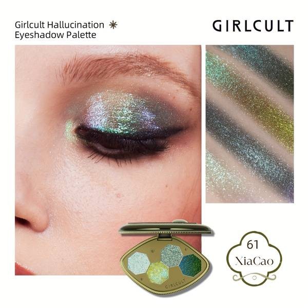GIRLCULT Halloween Green Sparkling Eyeshadow – Golden Green Chameleon Dazzle