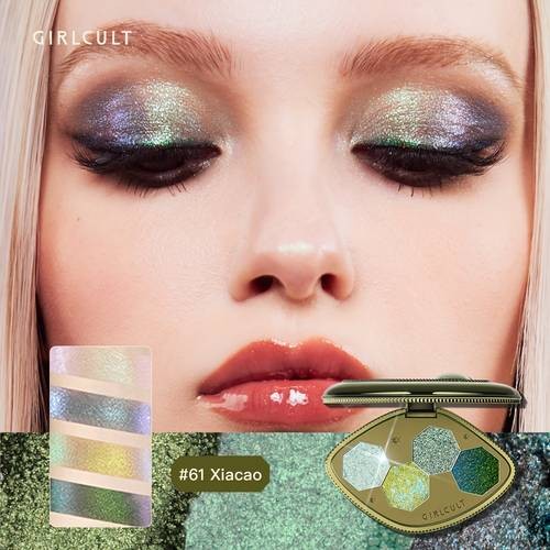 GIRLCULT Halloween Green Sparkling Eyeshadow – Golden Green Chameleon Dazzle