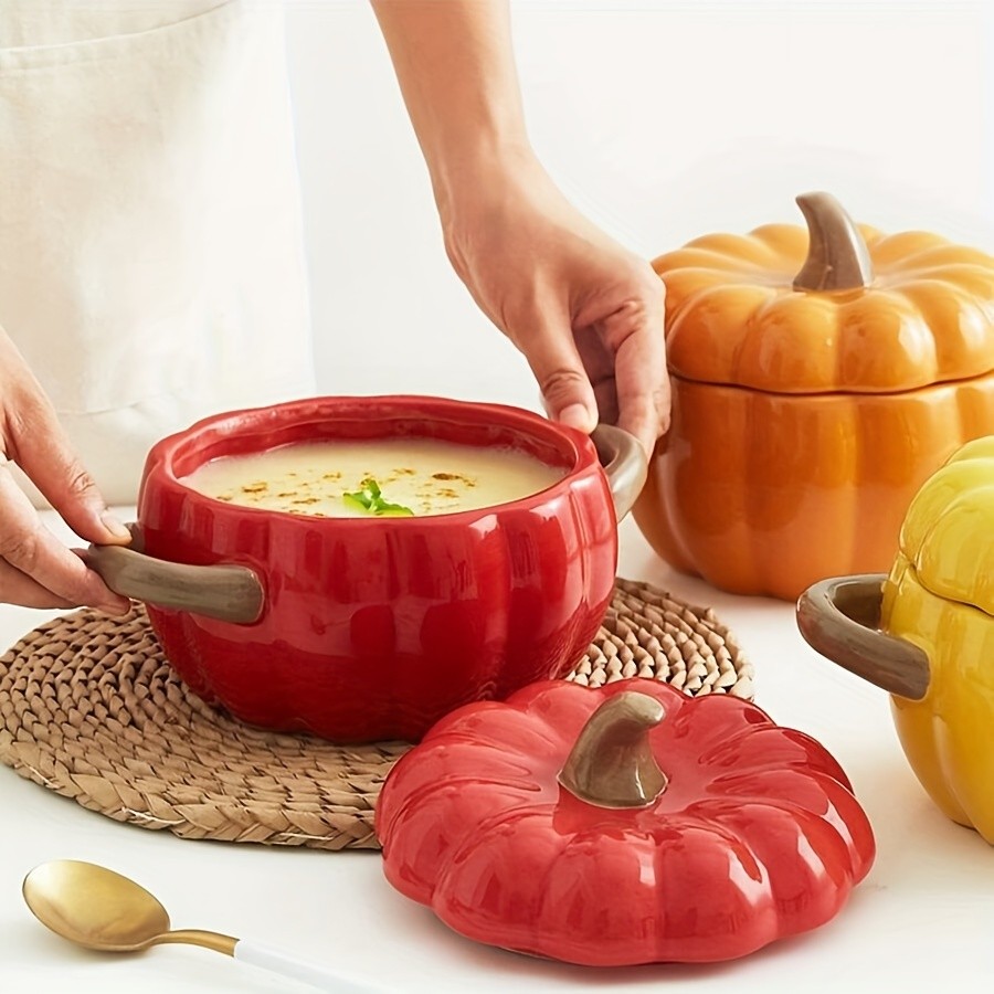YUMIPLUS Dutch Oven Pumpkin Dish 50OZ – Premium Festive Ceramic Casserole