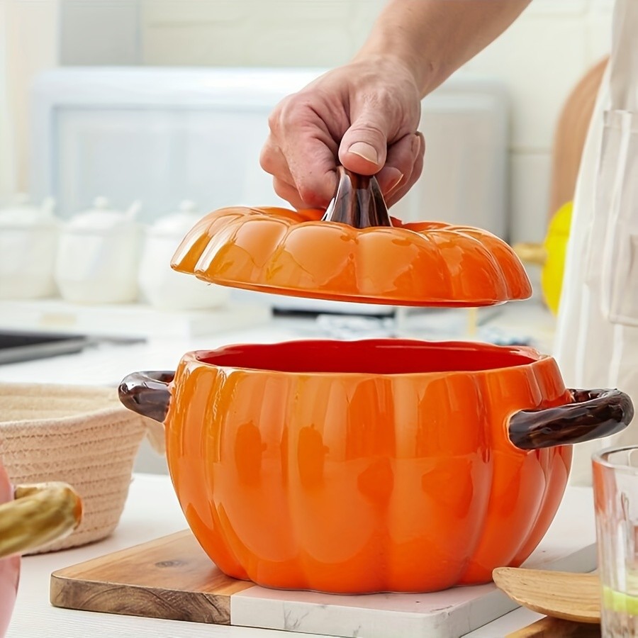 YUMIPLUS Dutch Oven Pumpkin Dish 50OZ – Premium Festive Ceramic Casserole