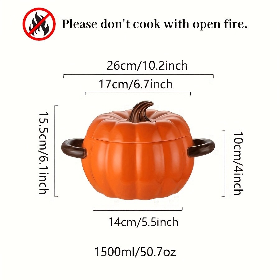 YUMIPLUS Dutch Oven Pumpkin Dish 50OZ – Premium Festive Ceramic Casserole