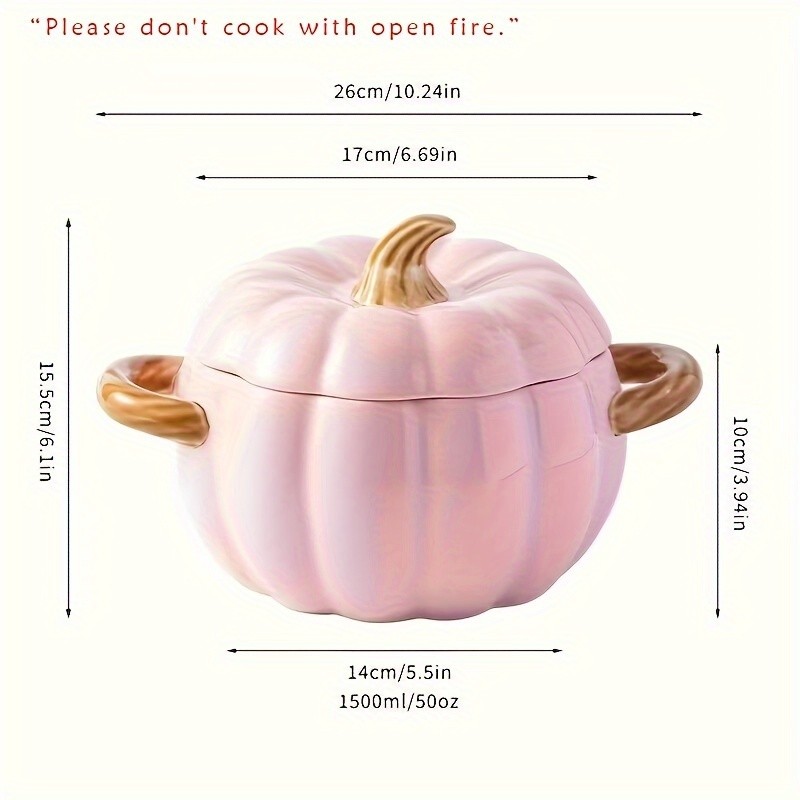 YUMIPLUS Dutch Oven Pumpkin Dish 50OZ – Premium Festive Ceramic Casserole