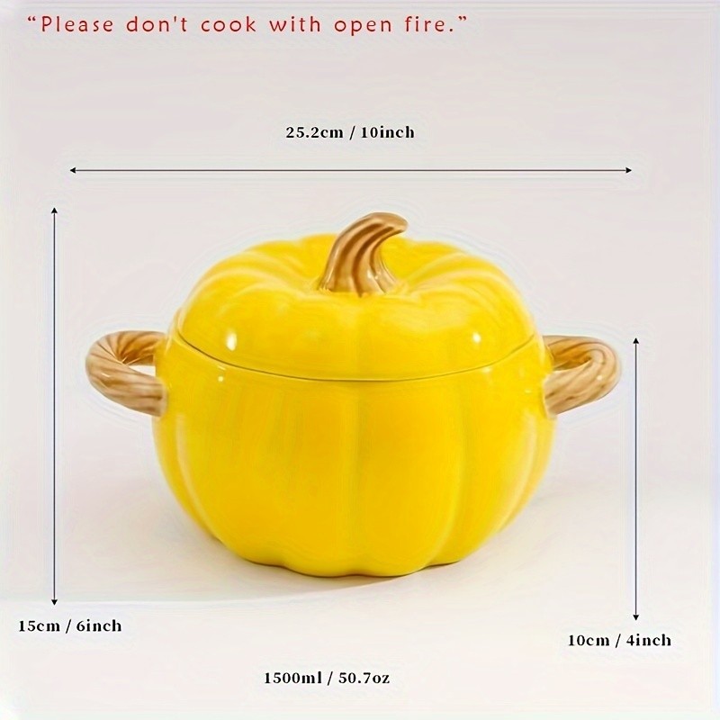 YUMIPLUS Dutch Oven Pumpkin Dish 50OZ – Premium Festive Ceramic Casserole