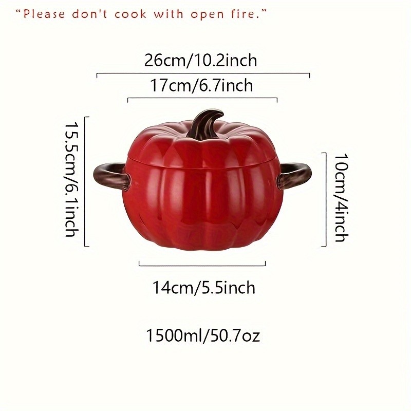 YUMIPLUS Dutch Oven Pumpkin Dish 50OZ – Premium Festive Ceramic Casserole