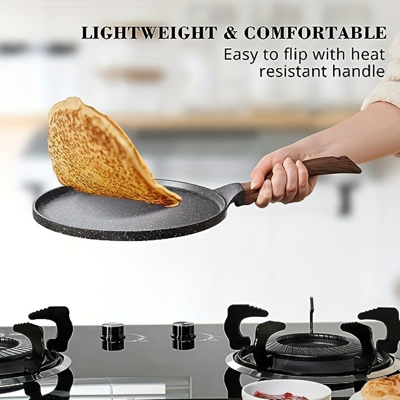YUMIPLUS 10-Inch Nonstick Crepe Pan – Swiss Granite Coated Dosa & Pancake Skillet