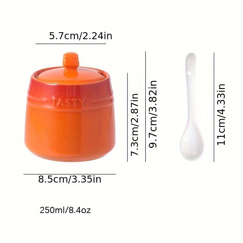 YUMIPLUS Ceramic Gradient Spice Container Set 250ml – Creative Colorful Kitchen Seasoning Jars