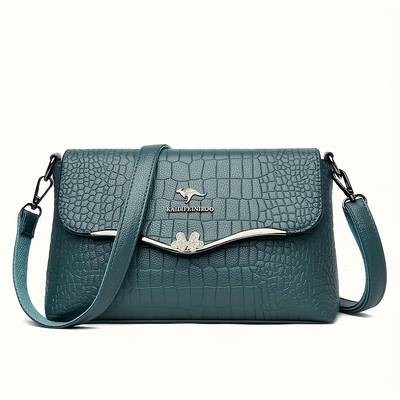 Small Square Crossbody Shoulder Bag – Solid Color PU Mini Messenger Purse with Zipper Closure