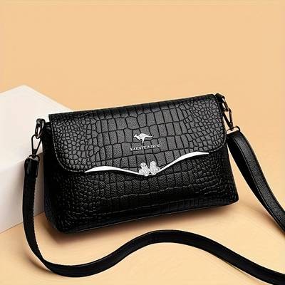 Small Square Crossbody Shoulder Bag – Solid Color PU Mini Messenger Purse with Zipper Closure