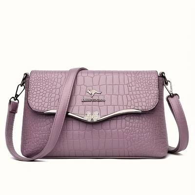 Small Square Crossbody Shoulder Bag – Solid Color PU Mini Messenger Purse with Zipper Closure