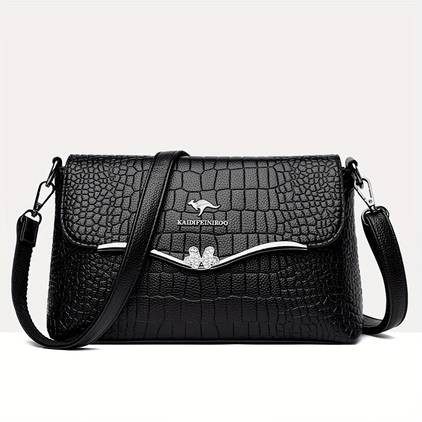 Small Square Crossbody Shoulder Bag – Solid Color PU Mini Messenger Purse with Zipper Closure