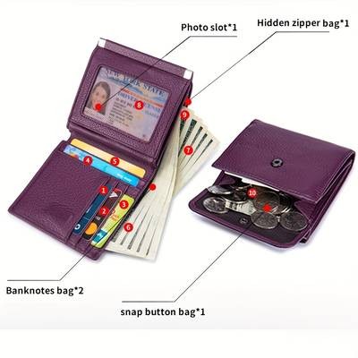 OBCREATOR Women’s Genuine Leather Wallet – Elegant Multi-Compartment Long Bi-Fold Clutch with Magnetic Closure