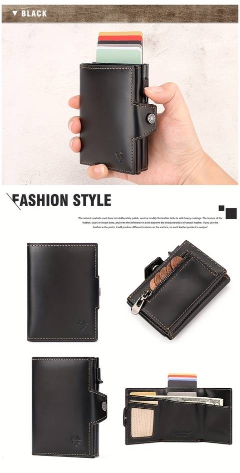 HUMERPAUL Women’s RFID Blocking Wallet – Vintage Red Genuine Leather Tri-Fold Card Holder