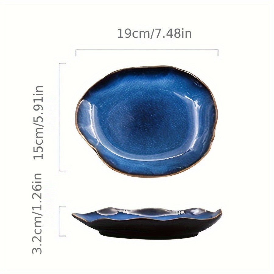 YUMIPLUS Kiln-Changed Ceramic Plate – Irregular Art Serving Dish for Sushi, Steak & Fine Dining